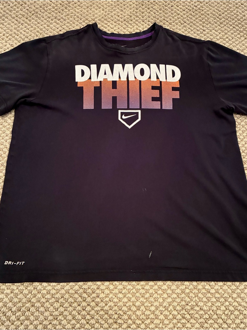 Nike Dri-Fit Men's Black Baseball Diamond Thief Short Sleeve T-Shirt Size Large